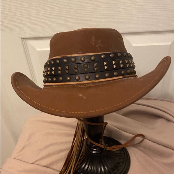 New Custom Made Leather Western Hat. SZ XS and matching belt. - Picture 2 of 7